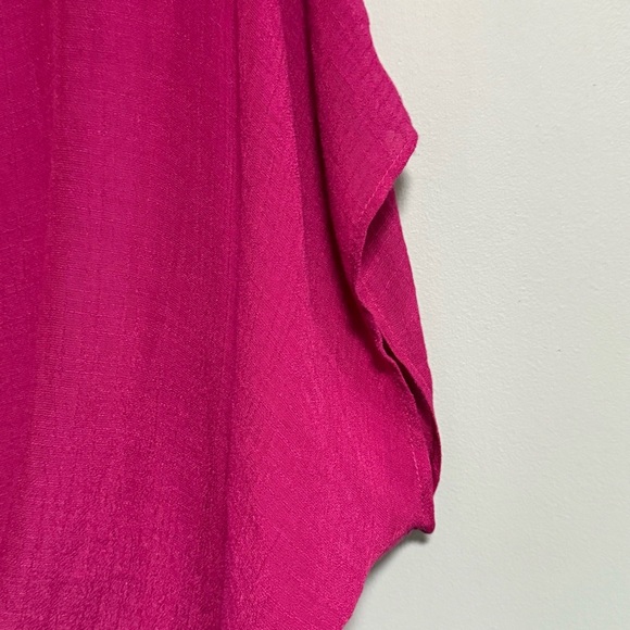 UMGEE Fuchsia Twisted Top Short Dolman Sleeves Loose Sheer Coastal Size Medium - Picture 5 of 8